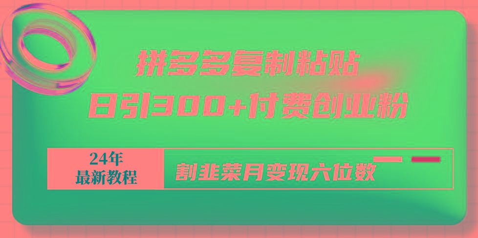 拼多多复制粘贴日引300+付费创业粉，割韭菜月变现六位数最新教程！-冒泡网