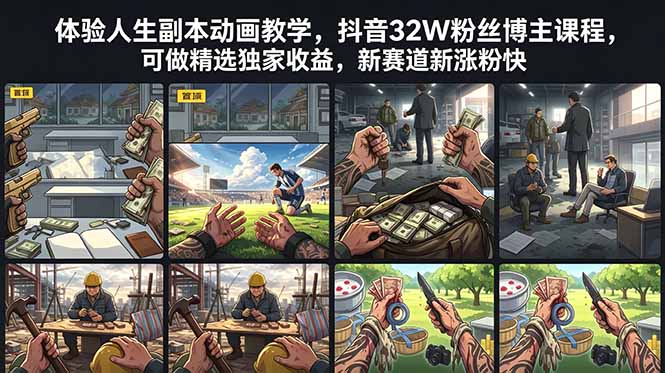 体验人生副本动画教学， 抖音32W粉丝博主课程，可做精选独家收益，新赛道新涨粉快-冒泡网