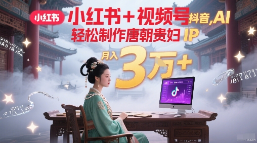 小红书+视频号+抖音，AI轻松制作唐朝贵妇IP，每天30分钟，轻松产出N条，月入3W+-冒泡网