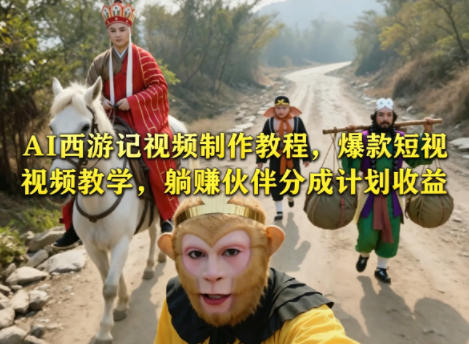 AI西游记视频制作教程，爆款短视频教学，躺賺伙伴分成计划收益-冒泡网