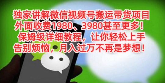 独家讲解微信视频号搬运带货项目，保姆级详细教程-冒泡网