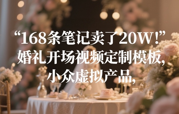 168条笔记卖了20W！婚礼开场视频定制模板，小众虚拟产品-冒泡网