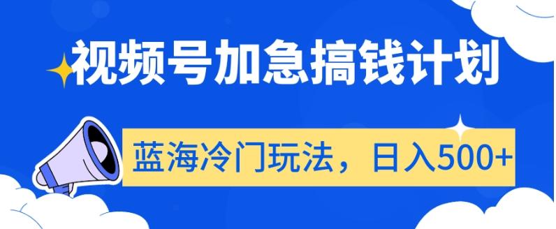 视频号加急搞钱计划，蓝海冷门玩法，日入500+【揭秘】-冒泡网