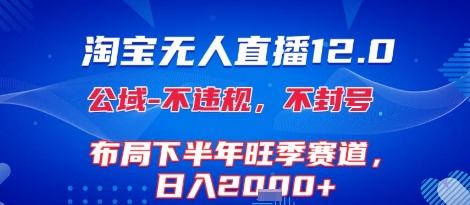 淘宝无人直播12.0，不封号，不违规，布局下半年旺季赛道，日入1k+(独家技术)【揭秘】-冒泡网