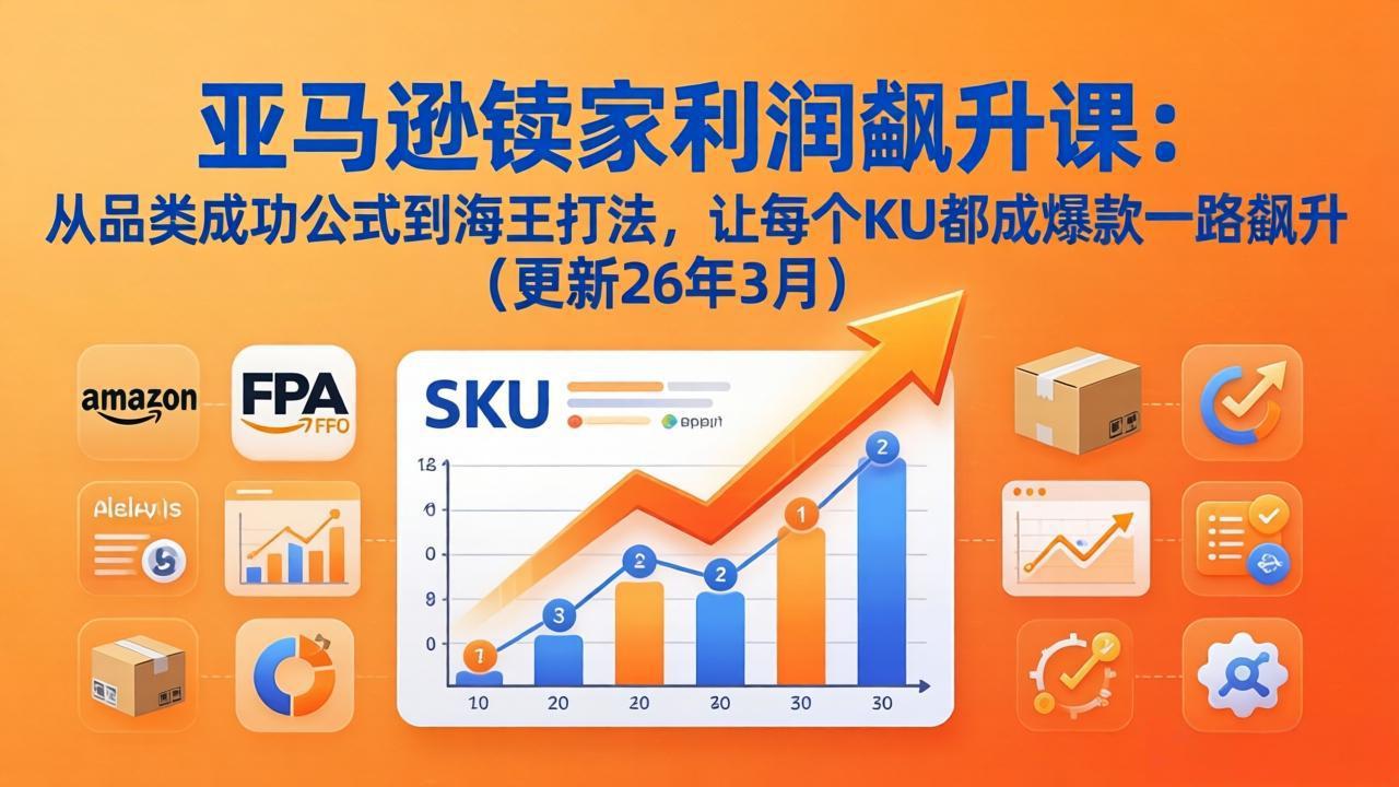 亚马逊卖家利润飙升课：从品类成功公式到海王打法，让每个SKU都成爆款一路飙升(更新26年3月-冒泡网