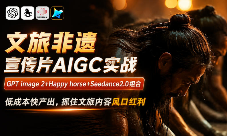 44ff06fc0aba7ba89c26f515577dacd1.jpeg 文旅非遗宣传片AIGC实战,GPT image 2+Happy horse+Seedance2.0组合,低成本快产出,抓住文旅内容风口红利