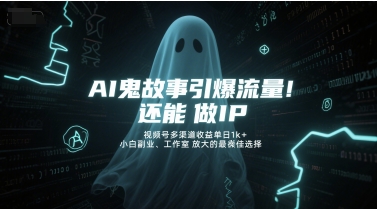 AI鬼故事引爆流量，还能做IP，视频号多渠道收益单日1k+，小白副业、工作室放大的最佳选择-冒泡网
