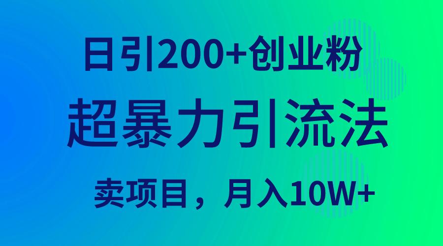 (9654期)超暴力引流法，日引200+创业粉，卖项目月入10W+-冒泡网