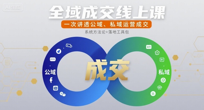 全域成交线上课，一次讲透公域、私域运营成交-冒泡网