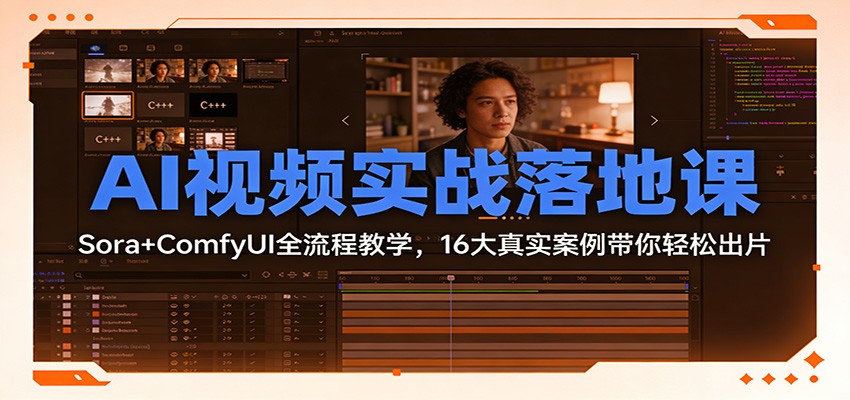 AI视频实战落地课：Sora+ComfyUI全流程教学，16大真实案例带你轻松出片-冒泡网