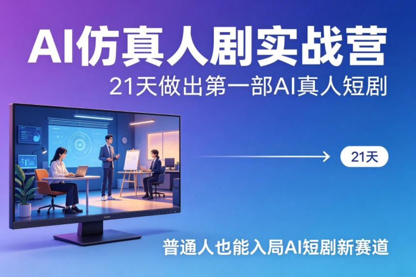 AI仿真人剧实战营，21天做出第一部AI真人短剧，普通人也能入局AI短剧新赛道(更新)-冒泡网