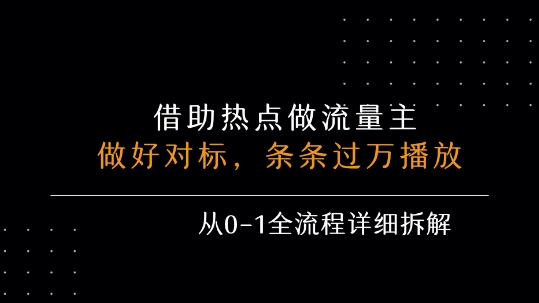 借力热点，乘顺风车玩流量主，条条过万播放， 每月收益5k+，从0-1全流程详细拆解-冒泡网