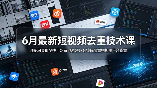 6月最新短视频去重技术课，适配可灵即梦快手Omni视频号，分镜底层重构规避平台查重-冒泡网