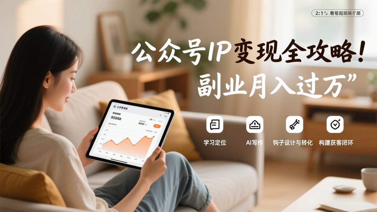 公众号IP变现全攻略，学习定位、AI写作、钩子设计与转化，构建获客闭环，副业月入过万-冒泡网
