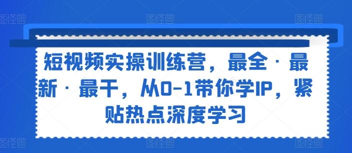 短视频实操训练营，最全·最新·最干，从0-1带你学IP，紧贴热点深度学习-冒泡网