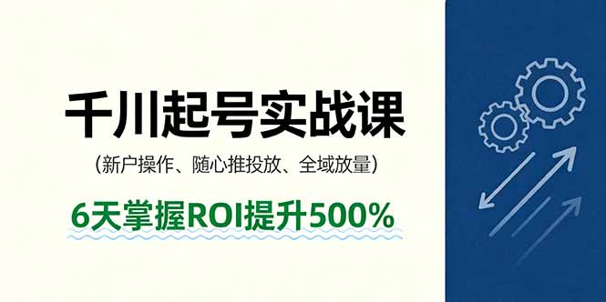 抖音千川起号实战课，新户操作,随心推投放,全域放量，6天掌握ROI提升500%-冒泡网