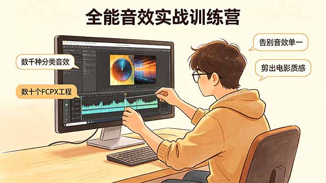 全能音效实战训练营：数千种分类音效+数十个FCPX工程，告别音效单一，剪出电影质感-冒泡网