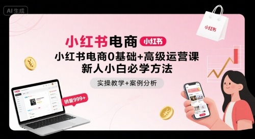 小红书电商0基础+高级运营课，新人小白必学方法，实操教学+案例分析-冒泡网