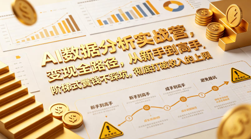 AI数据分析实战营，变现全路径，从新手到高手，阶梯式賺钱不踩坑，彻底打破收入的上限-冒泡网