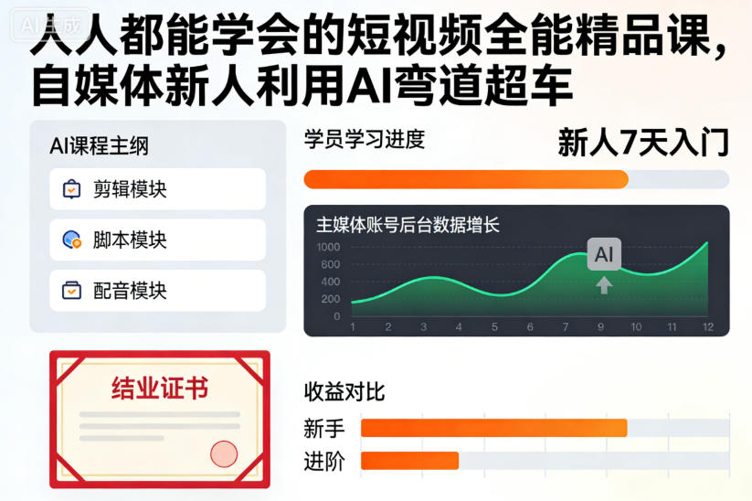 4ca58a2a1819d763017b48545f56cdea.jpeg 人人都能学会的短视频全能精品课,自媒体新人利用AI弯道超车