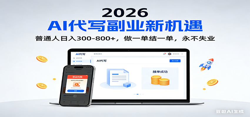 2026 副业首选!AI 代写日入 300-800,普通人0门槛,做一单结一单!-冒泡网