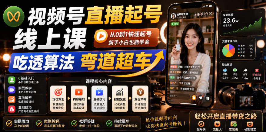 4d32b77eceefedd94691b3c13e107e8d.jpeg 视频号直播起号线上课,吃透算法弯道超车(2026年6月)