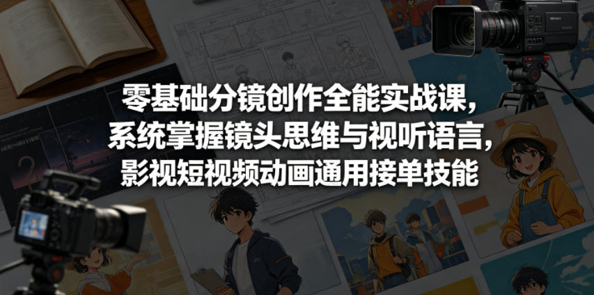 零基础分镜创作全能实战课，系统掌握镜头思维与视听语言，影视短视频动画通用接单技能-冒泡网