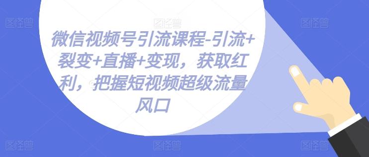微信视频号引流课程-引流+裂变+直播+变现，获取红利，把握短视频超级流量风口-冒泡网