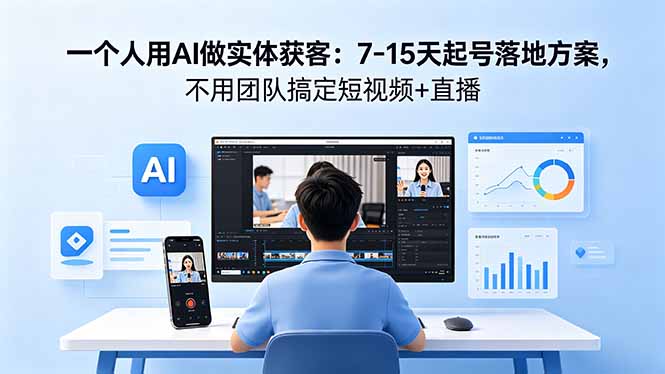 一个人用AI做实体获客：7-15天起号落地方案，不用团队搞定短视频+直播-冒泡网
