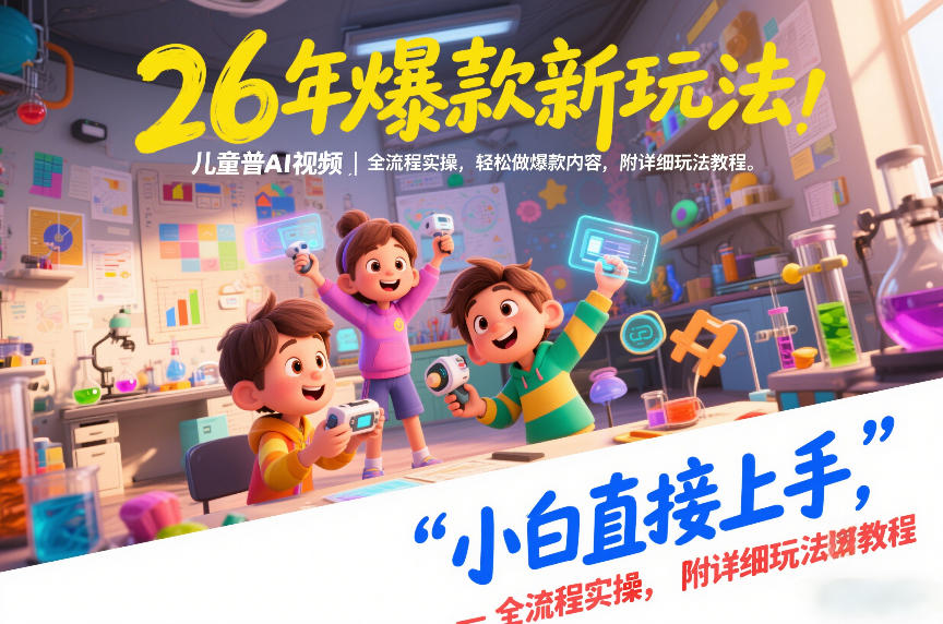 26年爆款新玩法，儿童科普AI视频，全流程实操，轻松做爆款内容，小白直接上手，附详细玩法教程-冒泡网