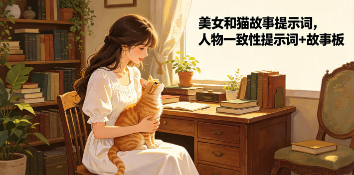 5169e026ae0b130705cb9a12c491cb71.jpeg 美女和猫故事提示词,人物一致性提示词+故事板