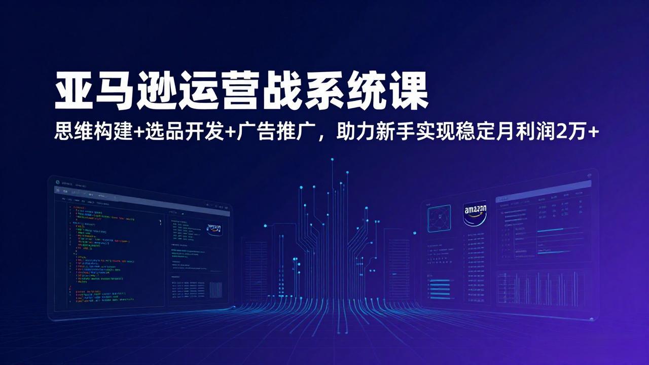 亚马逊运营实战系统课，思维构建+选品开发+广告推广，助力新手实现稳定月利润2万+(更新-冒泡网