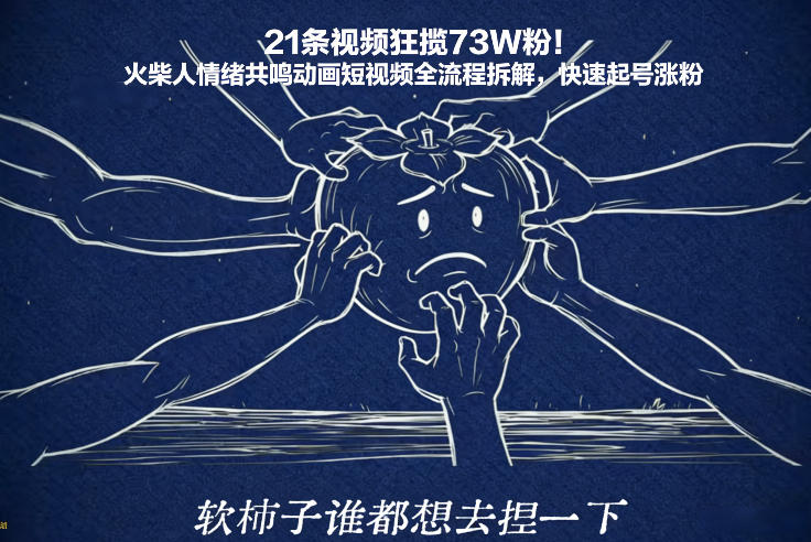 21条视频狂揽73W粉！火柴人情绪共鸣动画短视频全流程拆解，快速起号涨粉-冒泡网