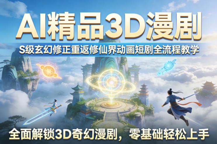 AI精品3D漫剧S级玄幻修正重返修仙界动画短剧全流程教学，全面解锁3D奇幻漫剧，零基础轻松上手-冒泡网