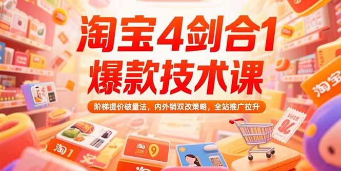 淘宝4剑合1爆款技术课73期：阶梯提价破量法，内外销双改策略 全站推广拉升-冒泡网