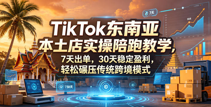 TikTok东南亚本土店实操陪跑教学，7天出单，30天稳定盈利，轻松碾压传统跨境模式-冒泡网