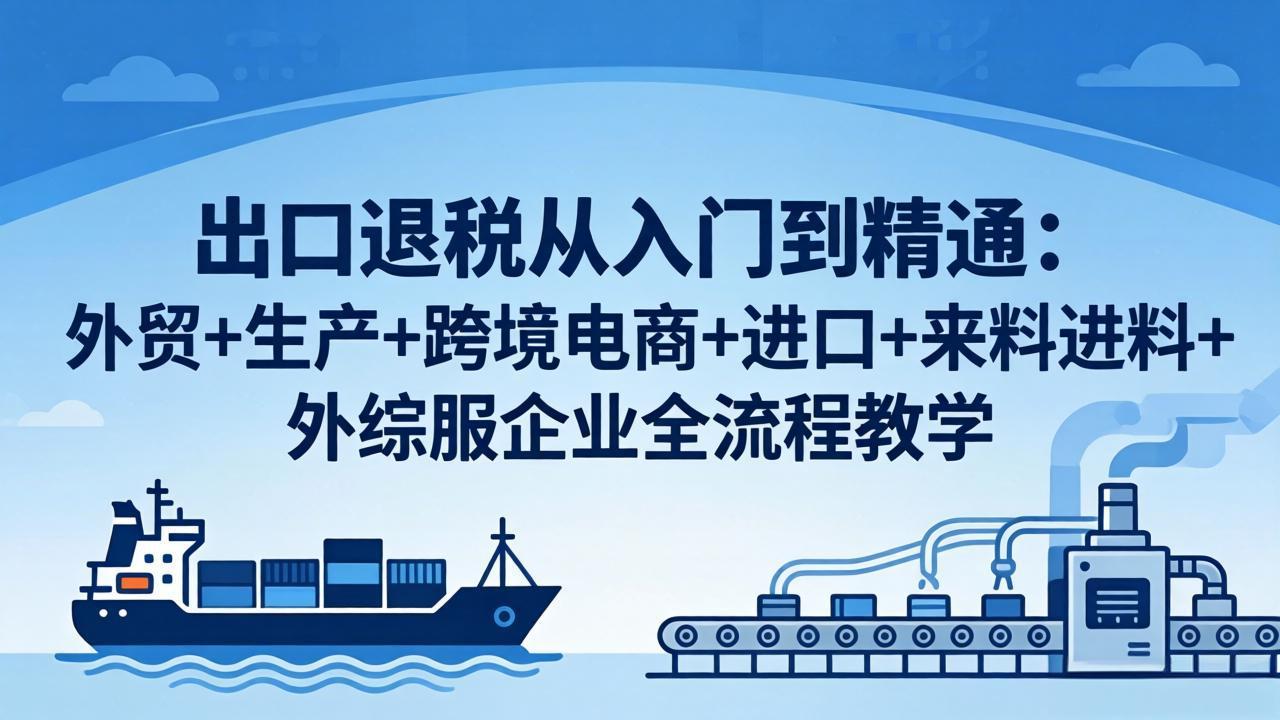 出口退税从入门到精通：外贸+生产+跨境电商+进口+来料进料+外综服企业全流程教学-冒泡网