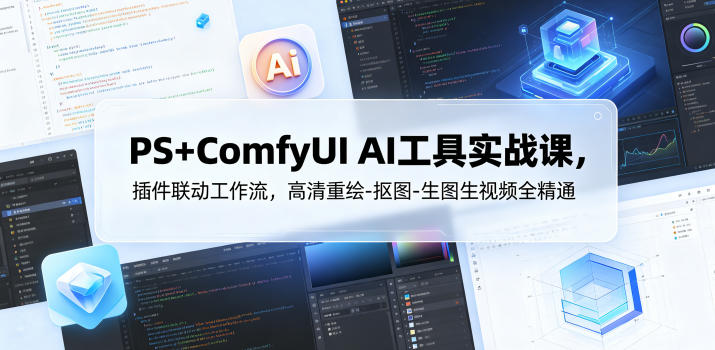 PS+ComfyUI AI工具实战课，插件联动工作流，高清重绘-抠图-生图生视频全精通-冒泡网