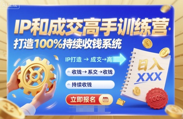 带你成为IP和成交高手的训练营，打造100%持续收钱系统-冒泡网