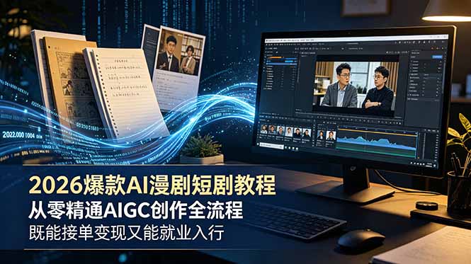 2026 爆款 AI 漫剧短剧教程 从零精通 AIGC 创作全流程 既能接单变现又能就业入行-冒泡网