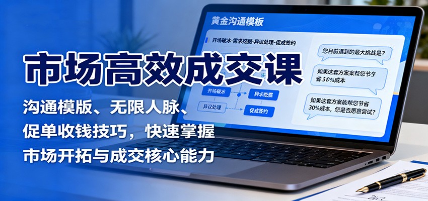 市场高效成交课：沟通模版、无限人脉、促单收钱技巧，快速掌握市场开拓与成交核心能力-冒泡网