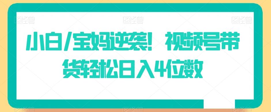 小白/宝妈逆袭！视频号带货轻松日入4位数【揭秘】-冒泡网