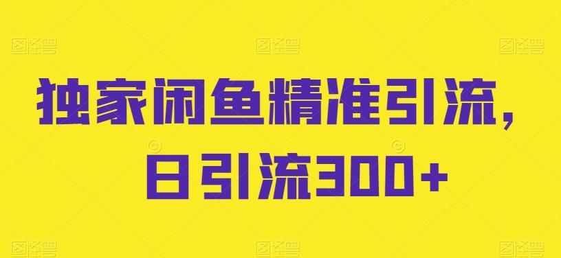 独家闲鱼精准引流，日引流300+【揭秘】-冒泡网