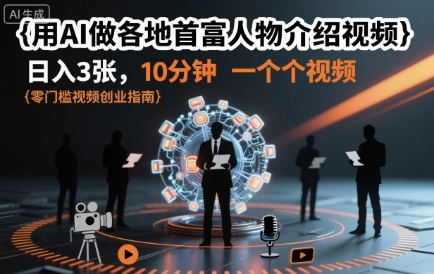 用AI做各地首富人物介绍视频，日入3张，10分钟一个视频-冒泡网