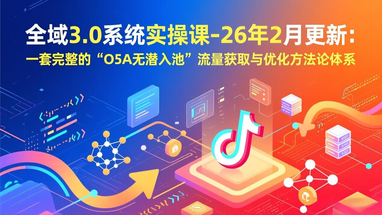 全域3.0系统实操课-26年2月更新：一套完整的“O5A无潜入池”流量获取与优化方法论体系-冒泡网
