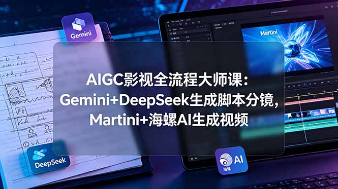 AIGC影视全流程大师课:Gemini+DeepSeek生成脚本分镜,Martini+海螺AI生成视频-冒泡网
