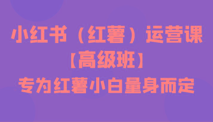 小红书(红薯)运营课【高级班】，专为红薯小白量身而定(42节课)-冒泡网