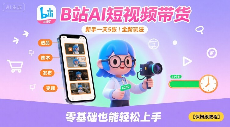 B站AI短视频带货，新手一天5张，全新玩法【保姆级教程】-冒泡网