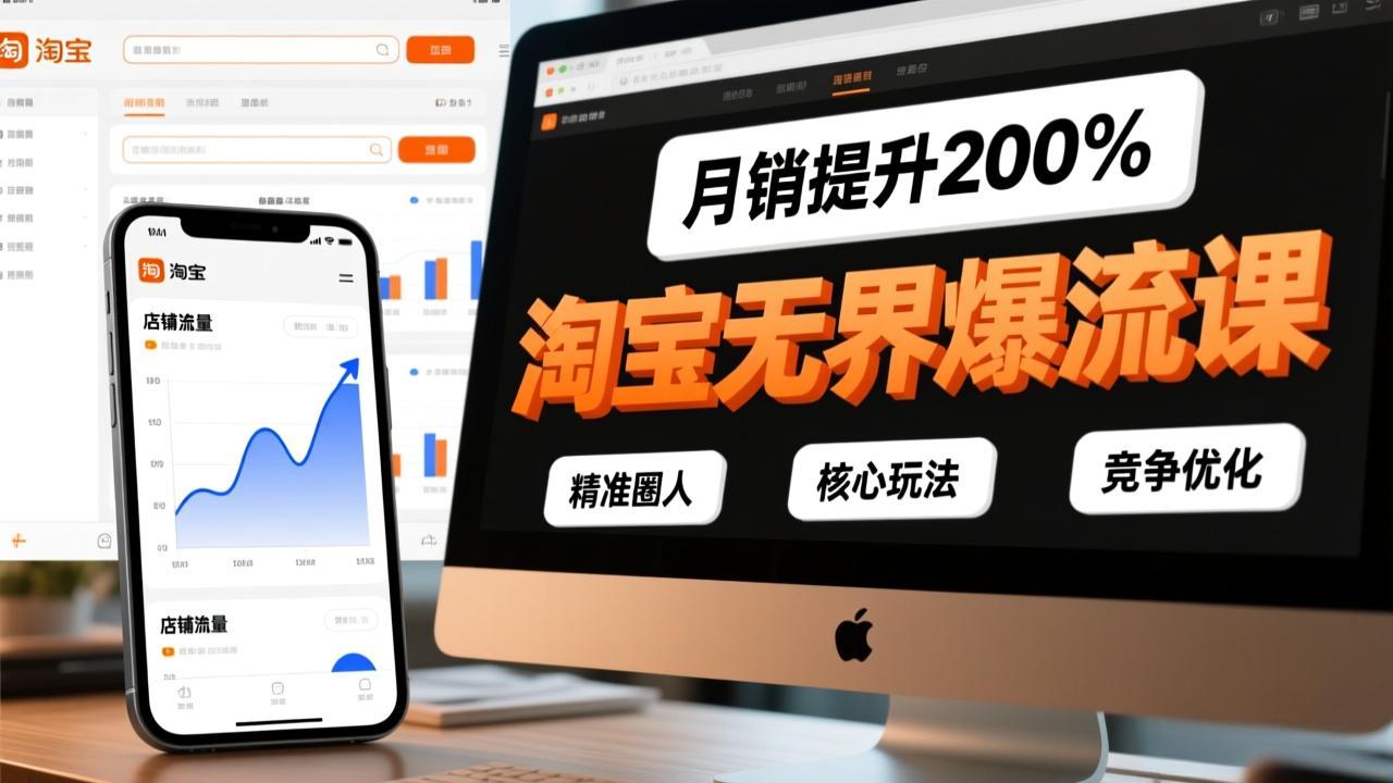 淘宝无界爆流课，精准圈人、核心玩法、竞争优化，快速引爆店铺流量，月销提升200%-冒泡网