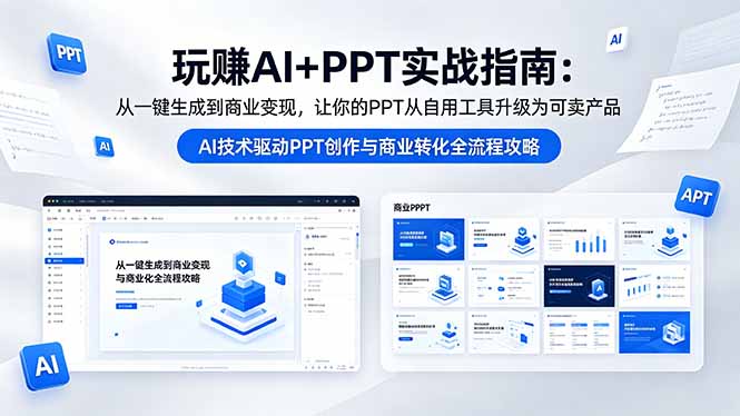 玩赚AI+PPT实战指南-更新5月13：从一键生成到商业变现，让你的PPT从自用工具升级为可卖产品-冒泡网